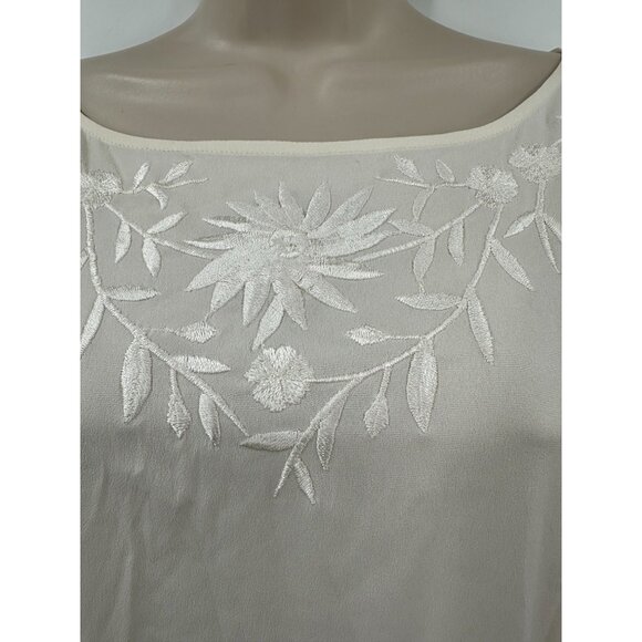 French Connection Embroider Kimono Top Fringe Cream Oversized BOHO Hippie S 4 - Picture 4 of 6